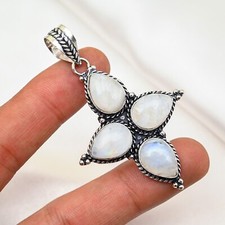 Rainbow Moonstone Pendant Gemstone Handmade 925 Sterling Silver Lovely Jewelry
