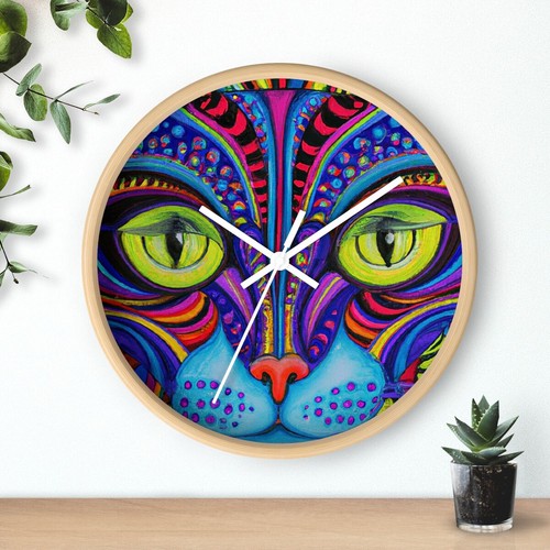 Retro Cat Art Abstract Style Print Wall Clock Gift for Pet Lovers Cat Lady - Picture 7 of 19