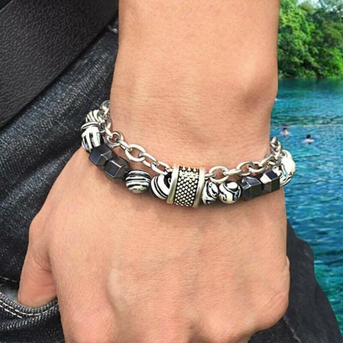 Bracelets Stress Relief Jewelry Tigers Eye Obsidians Mens 8mm Beads With Chain - Picture 10 of 17