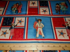 1 yard Quilting Treasures Salute Patriotic Squares Metallic Fabric