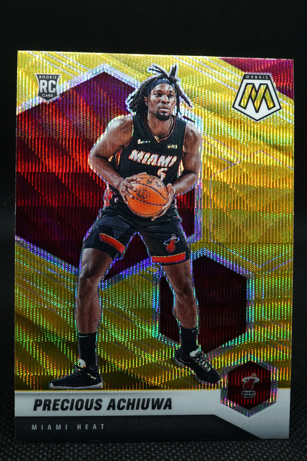 2020-21 NBA Panini Mosaic Precious Achiuwa Gold Wave RC #215 Rookie INVEST HEAT