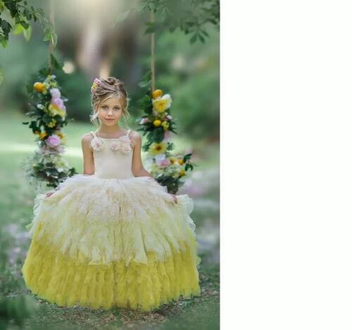 NWT Dollcake Sundown Frock Yellow Ombre Special Occasion Girls Dress sz 4 - Picture 2 of 4