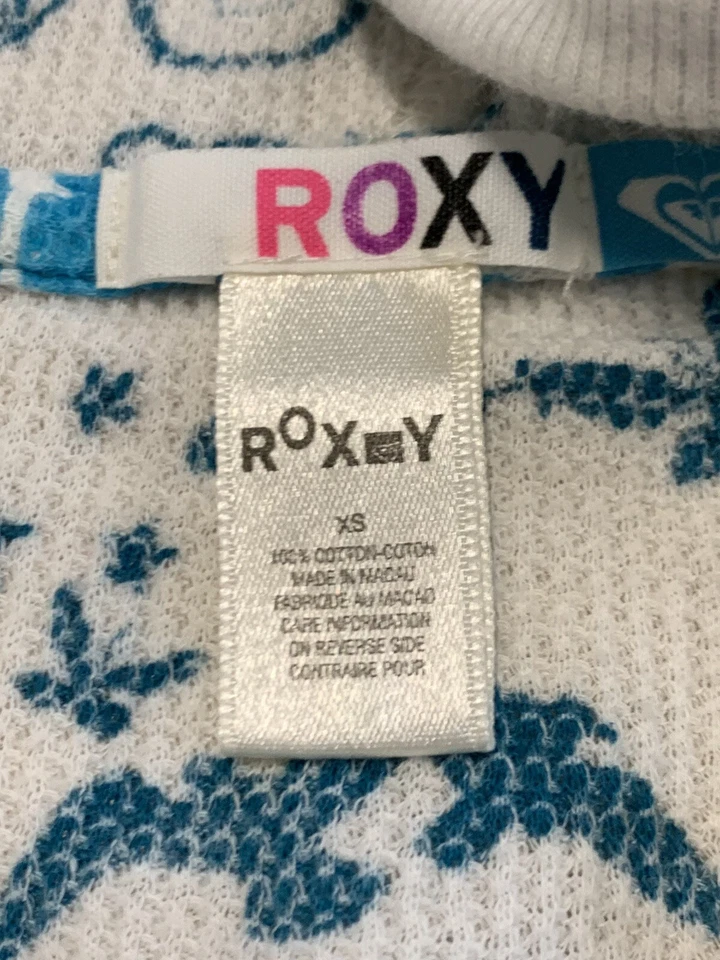 Camisa De Colección Roxy Mujeres XS Con Capucha Tejido Waffle Colorido Estilo Graffiti Azul Rosa Foto 4 de 4