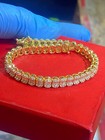 Tennis Bracelet fancy 14k gold layerd/b Women's Solid 925 Sterling Silver 7mm Cz