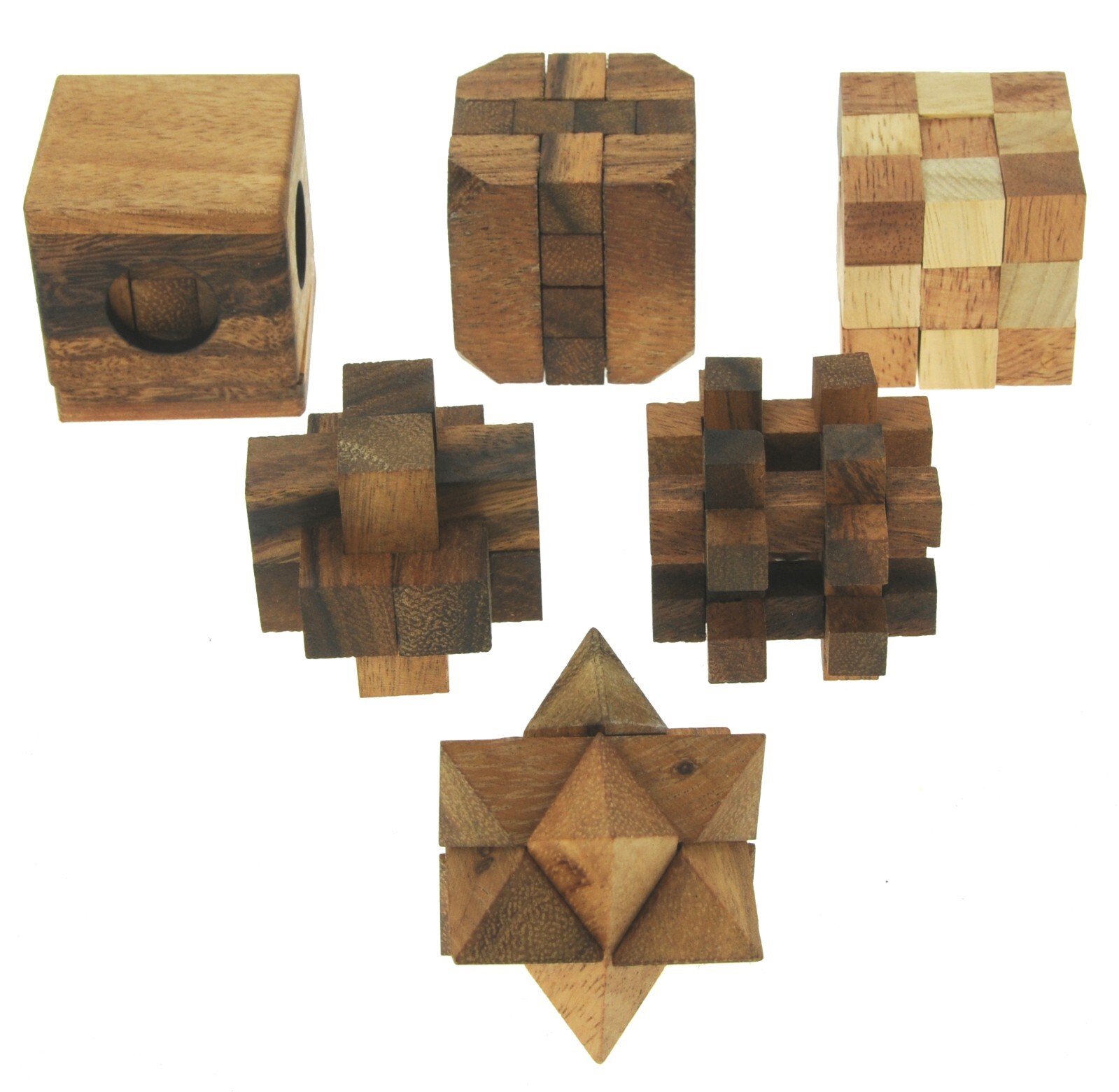 Puzzle Games (Set of 6) 3D Wooden Brain Teasers Gift Box Fun Adults