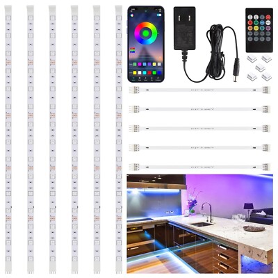 6 PCS RGB Under Cabinet Lighting Kit, App and Remote Control Led Strip Lights...