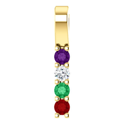 10K oder 14K Massiv Gold Mutterschmuck Vertikaler Stab Anhänger 1-7 Geburtssteine