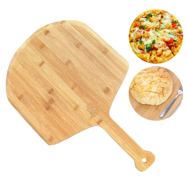 Pizza Peel Wood Bamboo Sqaure Paddle Cutting Board with Handle Hard