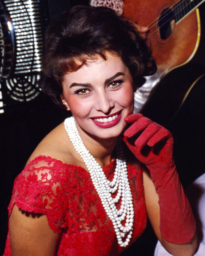 Sophia Loren in red lace Dress & Gloves 1958 Hollywood 16x20 Canvas | eBay
