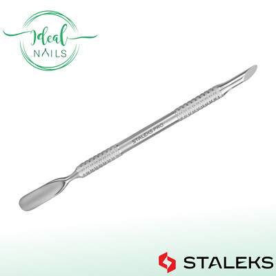 Maniküre-Doppelinstrument STALEKS EXPERT PE-90/2, Edelstahl, Hufstäbchen/ Pusher