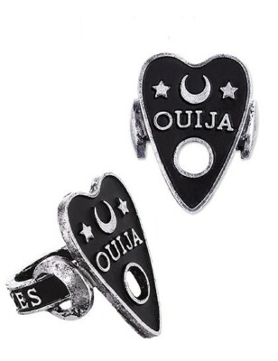 Restyle Gothic Ring Ouija Planchette Zeiger Schwarz Silber Gr 16 17 18 Schmuc
