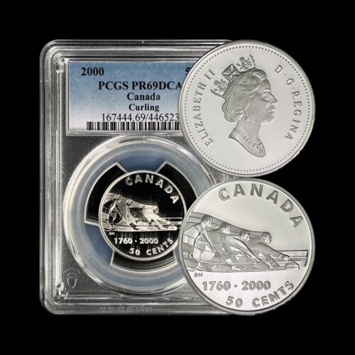 CANADA. 2000, 50 centesimi, argento - PCGS PR69 DCAM - Top Pop  curling   - Foto 1 di 7