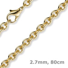 2,7mm Kette Collier Rundankerkette aus 585 Gold Gelbgold, 80cm Herren, Goldkette