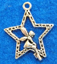20Pcs. Tibetan Silver ANGEL In STAR Charms Pendants Earring Drops Findings AF61