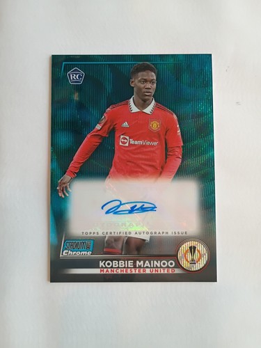 Kobbie Mainoo [Blue Wave] #CA-KM 2022 Stadium Club Chrome UEFA Competitions Autographs card