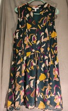 Nine West Dress Women XL Pink Green Drawstring Abstract Festival Y2K Bold Artsy