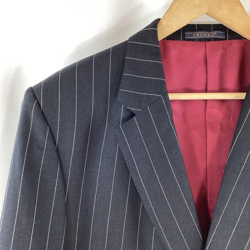 Vintage Crombie Super 120's Black Pinstripe Pure Wool Trouser Suit 44 x 38 - Picture 5 of 14