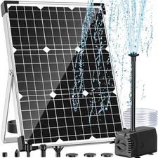 Solar Water Fountain Pump, 45W Solar Pond Pump Kit with 450GPH Flow Rate, PVC...