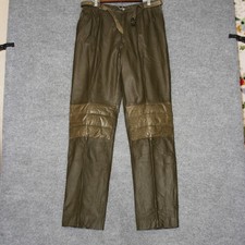 Vintage Double Goose Country Leather Pants Men 38 Brown Down Filled Quilted Knee