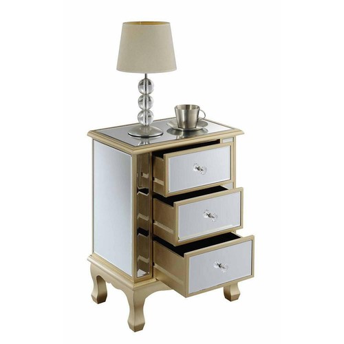 Gold Coast Vineyard 12 in. Champagne Standard Rectangular Mirrored End Table - Picture 2 of 7
