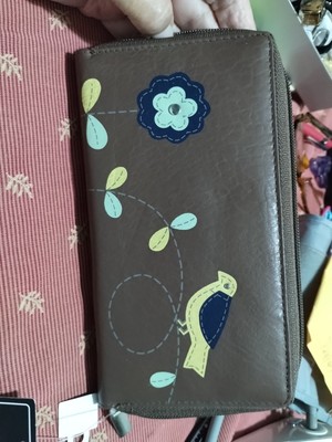 Union Code RFID Protected Genuine Leather Wallet Bird Flowers 8 Inch