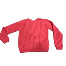 Lily Pulitzer Cable Knit Pink Crew Sweater Girls Size 12