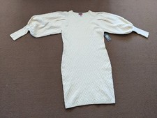 Vince Camuto Pearl Ivory Soop Neck Knit Dress Long Balloon Sleeves NWT M
