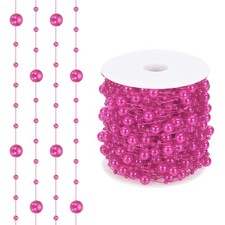 98 Feet Artificial Pearl String, Faux Pearl Beads Vases Filler, Rose Red