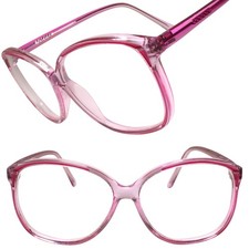 Classic Vintage Retro Old Fashioned Oversized Square Pink Clear Lens Eye Glasses