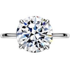 S925 4ct CZ Round Brilliant Cut Solitaire Engagement/Wedding Ring- Silver