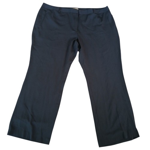 Roaman's Women's Sz 30 Tall Dress Pants Navy Blue Striped Pockets Career Office