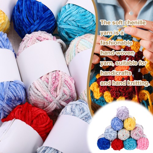 3pcs Velvet Chenille Yarn Bulky Fluffy Chunky Yarn for Crochet Dark Yellow, 80m - Picture 3 of 6