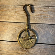 Brass Duck Flying Chimney Flue Damper Handle Pull Fireplace Hook Heavy