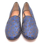Ladies Banana Republic Jacquard Smoking Pumps 9 M Navy Leopard Fabric Heel Shoes — photo 3