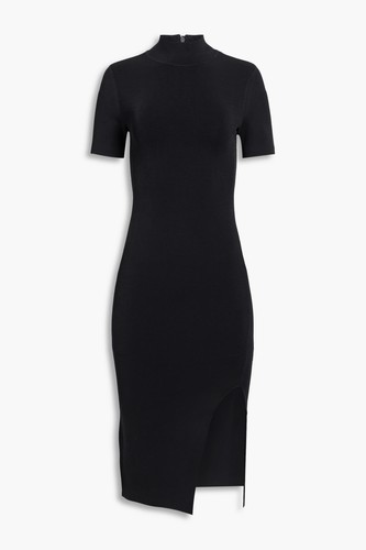 RRP€522 ALICE + OLIVIA Sheath Dress Size M Black Mid-Weight Knit Slit - Picture 3 of 6
