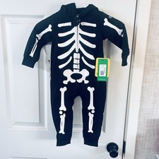 Halloween Skeleton Costume Tipsy Elves 12 Months Baby New Hood Black  White AAA