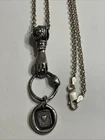 Vintage Sterling Silver Victorian Hand Holding Snake Ring Pendant Necklace