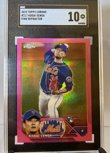 Kodai Senga 2023 Topps Chrome Pink Refractor #217 NY Mets Rookie Card RC SGC 10