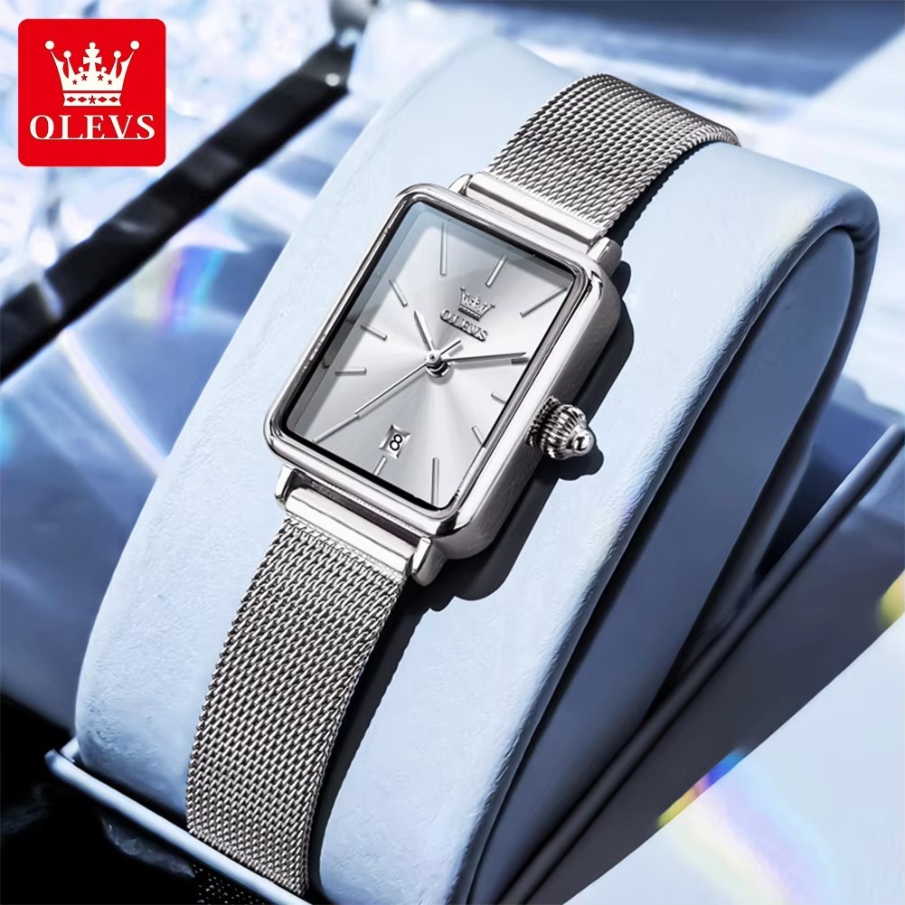 Ultra Thin Fashion Simple Square Auto Date Waterprorof Woman Watch