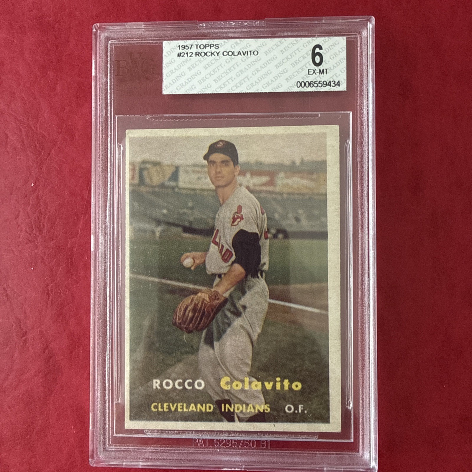 1957 Topps - Rocky Colavito #212 (RC) BVG Graded EX-MT 6
