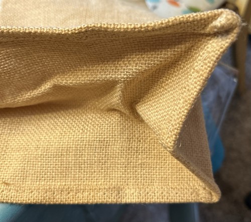 Vintage 1960s Florida Beach Canvas Tote bag approx 18” by 18” w/ wood handles - Picture 4 of 5