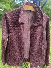 Women's Lands' End WR Fleece Funnel jacket Deep Claret Size Small Zipper Pockets