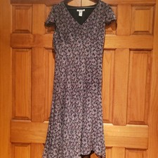 100% Silk shell Midi Dress Black Pink Purple Whimsigoth Fairy core Size 16