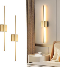 Wall Sconces Set of Two, LED Dimmable Sconces Wall Lighting, Brushed Gold Modern