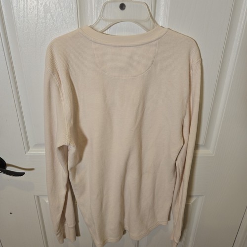 American Eagle Shirt Mens XS Small Ivory Henley Thermal Waffle Knit Long Sleeve - Picture 2 of 4