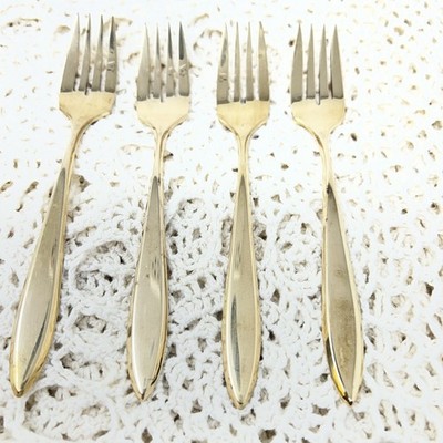 Set of 4 Vintage Dirilyte Dirigold Regal Salad Forks 6'' Free Domestic Shipping