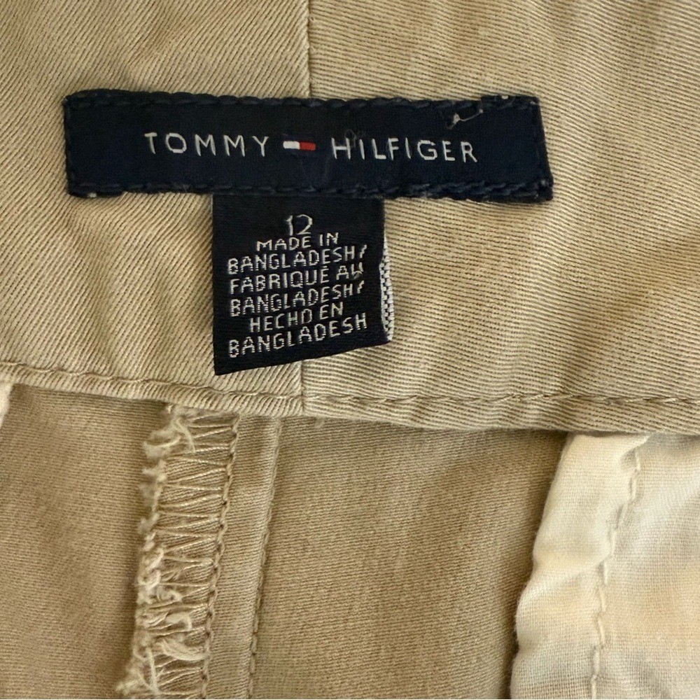 Tommy Hilfiger Tan Women's Cargo Shorts size 12 gold button accents pockets thumbnail 6