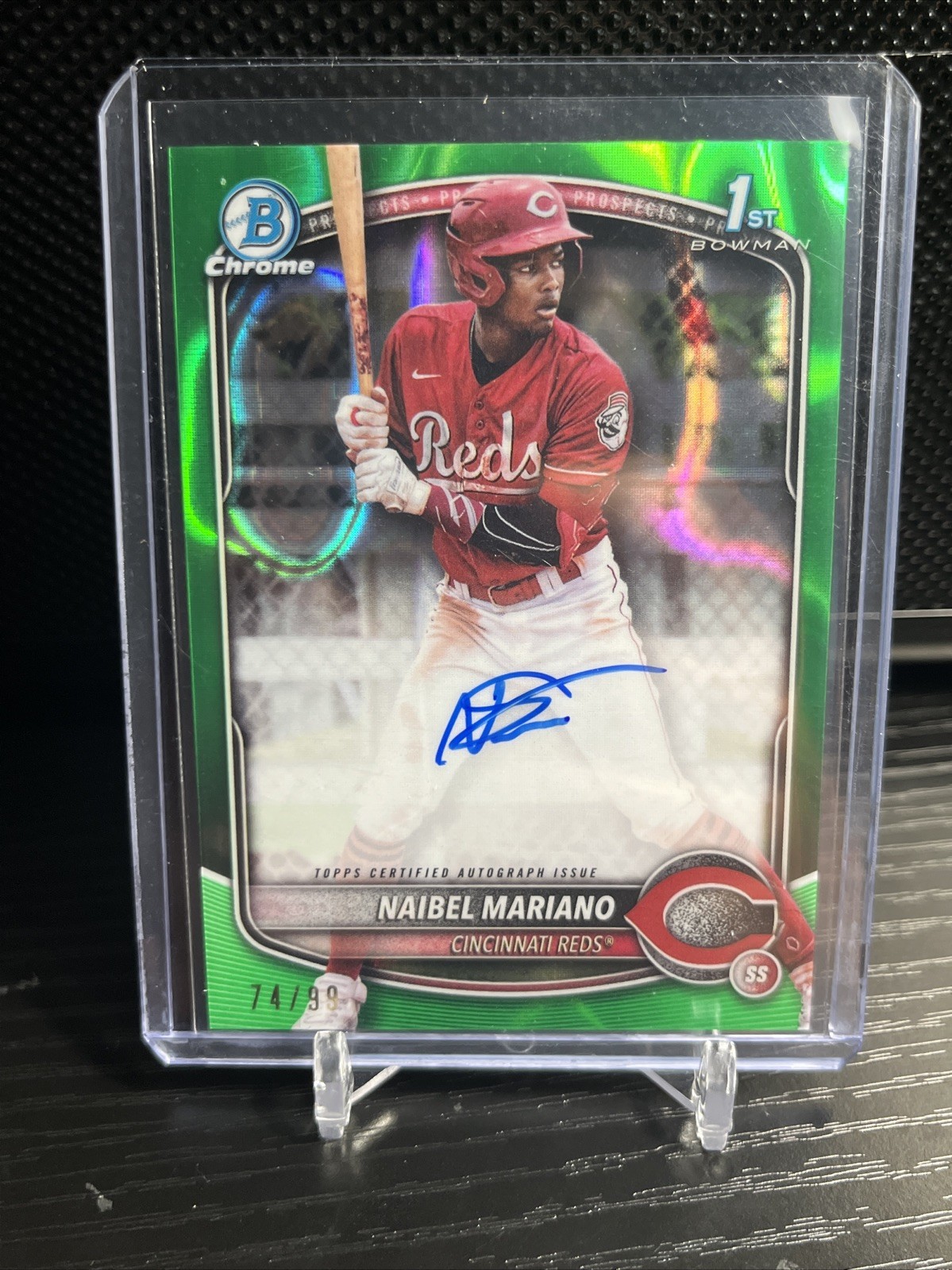 2025 1st Bowman Chrome Naibel Mariano Green Lava Refractor Auto /99 Reds