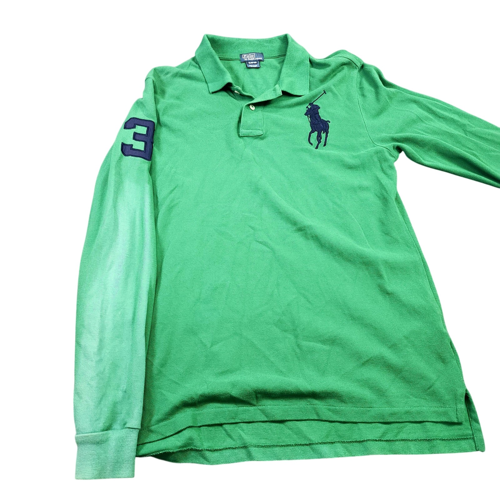 Polo By Ralph Lauren Polo Shirt Boys XL 18-20 Green Long Sleeve Big Pony 3