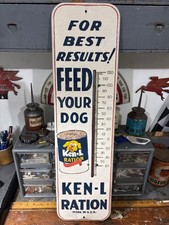 Vintage, original Ken-L-Ration dog food thermometer sign, works, 27